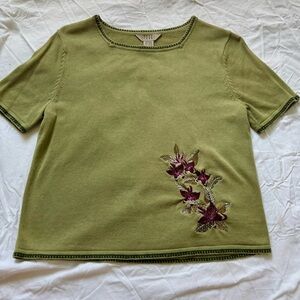 Teddi Green top with Floral Embellishment